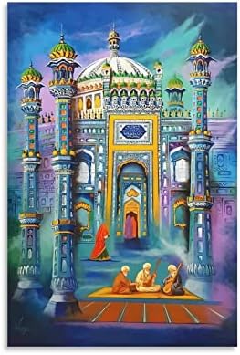 Уметнички постер на маслото за сликање на танчери кои свират музика во религиозен храм во пакистан платно, сликајќи постери и отпечатоци од