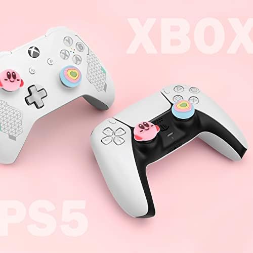 DLSEEGO Heart & KBY 4PCS Thumbs Caps Caps за Xbox One PS5 PlayStation4 DualSense Switch Pro безжичен контролер на пареа, мека силиконска анти-лизгачка