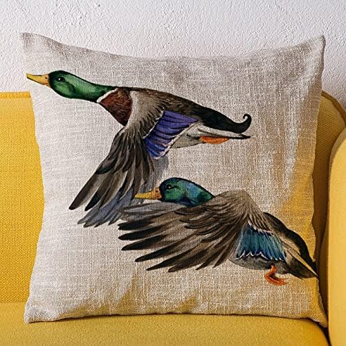 Декоративна перница за фрлање перница покрива 18х18 инчи кафеава птица дива патка малада за акварел лов на животни диви животни