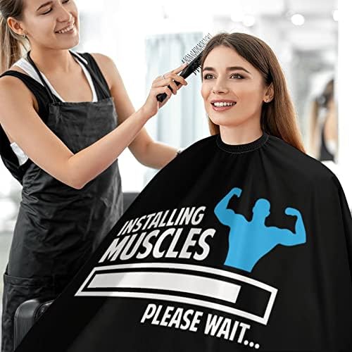 Инсталирање На Мускул Ве Молиме Почекајте Водоотпорна Фризура Кејп Барбер Наметка за Сечење Коса со Прилагодливо Затворање Предвремени
