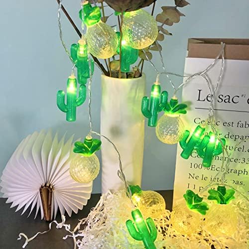 Вештачко овошје самовила декор светло, златен ананас зелена кактус жица светлина 20 лежеше Божиќни фенери ноќни светла за забавна