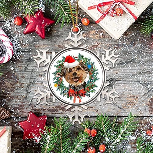 Зимски куче празник чувар на снегулка метал Божиќ украс Среќен Божиќ Дедо кучиња куче Божиќ украс Божиќ црвен венче кученце украси за новогодишни