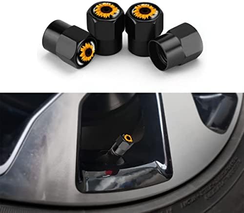 SXYGJK за сончогледни вентили матични капаци Универзална гума на гуми од 4 парчиња гуми за автомобили, SUV, велосипед, камиони и мотоцикли