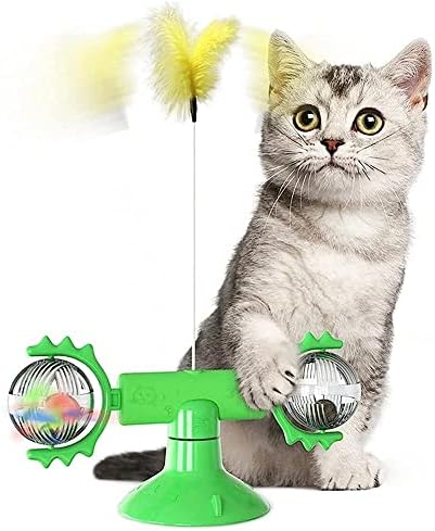 Бадало смешни мачки играчки вртејќи ветерница мачка со интерактивен тренинг за загатки за пердуви/а