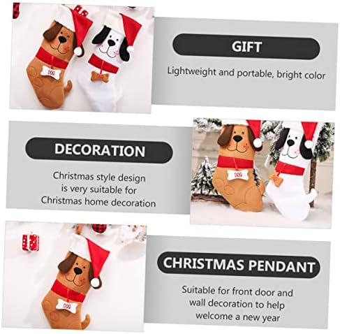 Абаодам 2 парчиња куче Божиќно порибување Адорос пара де wallид виси декор цртани чорапи Божиќни чорапи украси Божиќ