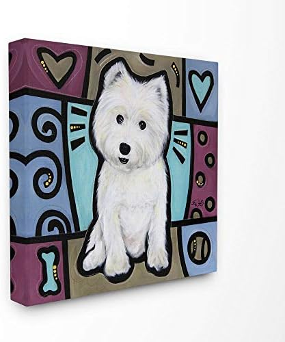 Sumn Industries Purple Blue Blue White Terrier Dog Pet Main сликарство, дизајн на уметникот Ерик Вог Wallидна уметност, 17 x