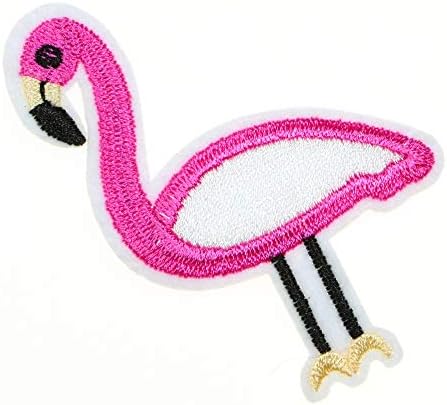JPT - Пинк Фламинго Птица, цртан филм за животински животински филмови Везени Апликација ИРОН/Шие на закрпи значка симпатична лого