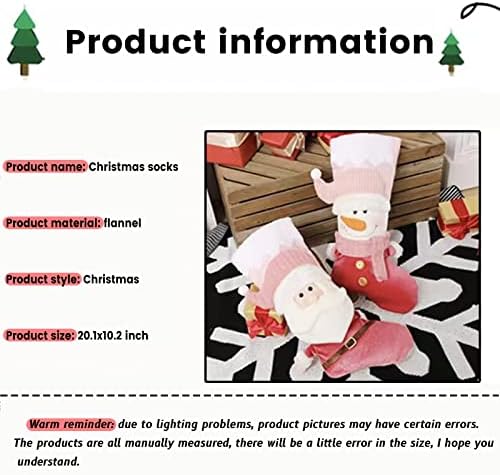 20-инчни чорапи за божиќна декорација од 20 инчи, тродимензионални чорапи за бонбони, Божиќни снежници и Дедо Мраз, персонализирани декорации