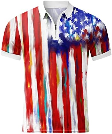 Американско знаме полови кошули за мажи Патриотски маици на 4-ти јули летни обични кратки ракави гроздобер Туника на врвови