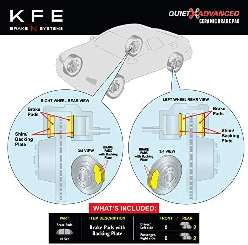 KFE KFE1665-104 Ултра тивко напредна премија керамичка подлога за сопирачки заден сет компатибилен со: Форд фузија, бегство, раб; Линколн