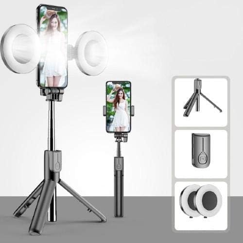 Штанд со боксер и монтирање компатибилен со Vivo X80 Pro - Finllight SelfiePod, Selfie Stick Extendable Arm со прстенеста светлина за