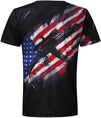 Американско знаме класично вклопување маица за мажи starsвезди и ленти кратки ракави патриотски мускули тренингот атлетика,