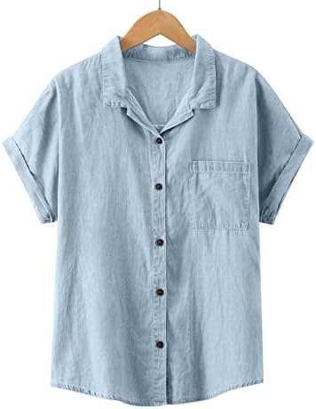 Врвна кошула за дами лето есен Краток ракав облека мода тексас каубојка скромна салон ти l3 l3