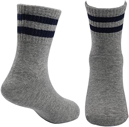 Rewq 12 пара Детските чорапи за момчиња девојчиња бели црни памучни чорапи 1 до 12 години, деца студенти спортуваат атлетски чорапи