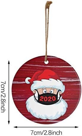 МАЛУМ Дрвен Божиќен Украс-Дедо Мраз Облечен Во Маска За Лице 2020 Украси За Новогодишна Елка