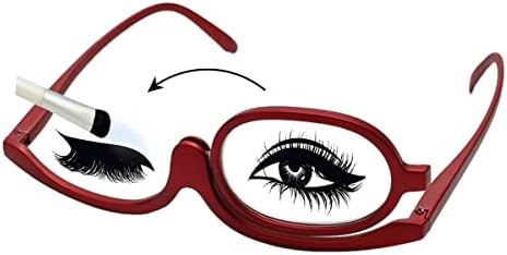 Квинбокс +2.0 Читачи На Шминка Козметички Очила Со Една Леќа Лупи Модни Очила Шминка Флип Очила, Црвено