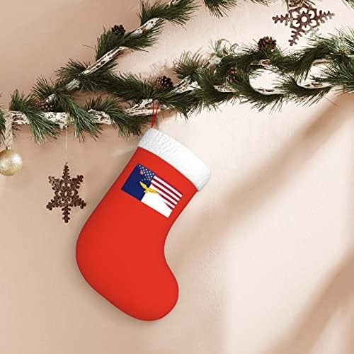 Американско знаме и знамето на Азорес Божиќни чорапи, подароци за одмор на Божиќни празници за украси за семејни празници 18-инчни