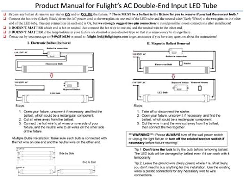 Fulight Ballast-Бајпас &засилувач; Затемнувачки T8 LED Цевка Светлина - T8 4FT 48-Инчен 18w , Ладно Бело 4500K, FO32/741/CW, F32T8, F34T12,