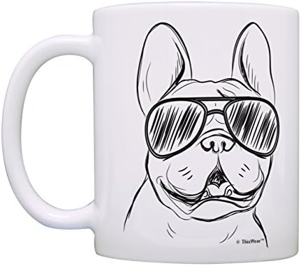 Loversубители на кучиња подароци француски булдог облечен во очила за сонце француски чаша кучиња сопственик на кучиња подароци кафе чаша чаша