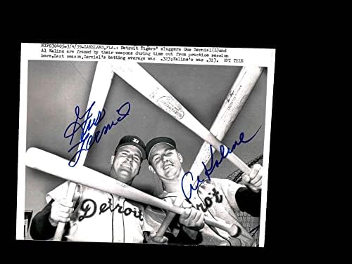 Al Kaline Gus Zernial PSA DNA потпиша 1959 7x9 Фото автограм Тигри - Автограмирани фотографии од MLB