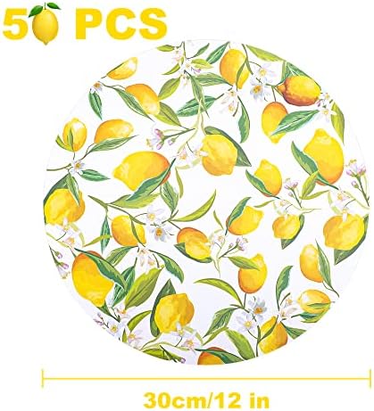 50 парчиња пласмати од лимон хартија 12 инчи тркалезно за еднократна употреба хартија место душеци тропски лимон овошје цвет маса за
