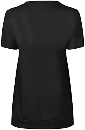 Женска обична блуза тенок туничен врвови со краток ракав брод есен летен блуза зип 2023 година облека мода 5x