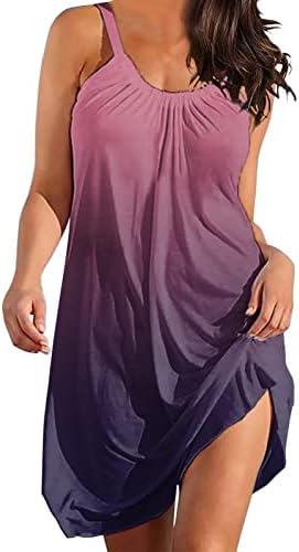 Peqiut Sundresses for Women Tie-Dye летен пролет Бохо фустани 2023 без ракави плажа смена на тунична маичка маичка Ками фустан
