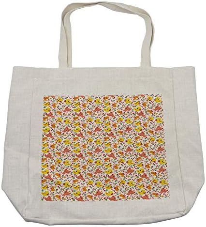 Торба за купување на животни Амбесон, со мачиња птици кокошки цвеќиња бобинки пролетен цртан филм, еко-пријателска торба за еднократна