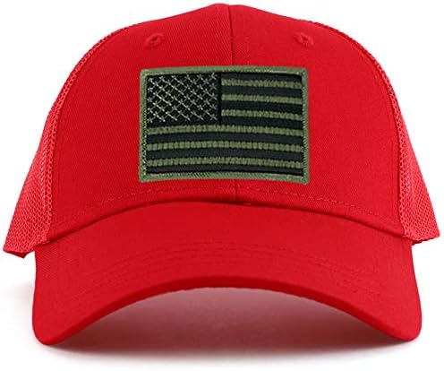 Армиски Екипаж Црно Маслиново Американско Знаме Лепенка Младинска Големина 6 Панел Камионџија Бејзбол Капа