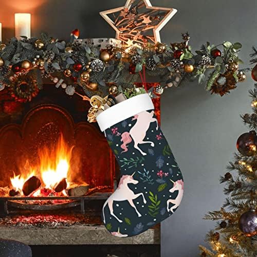 Аугенски Божиќни чорапи Акварел Еднорог Цветово двострано камин што виси чорапи