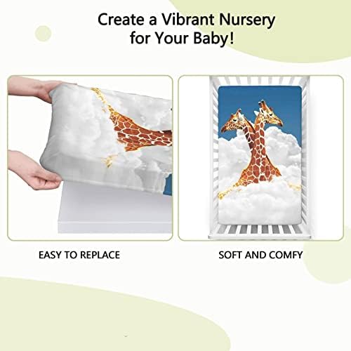 Животински декор со тематски опремени мини чаршафи, преносни мини креветчиња за креветчиња ултра мек материјал-бебе-лист за