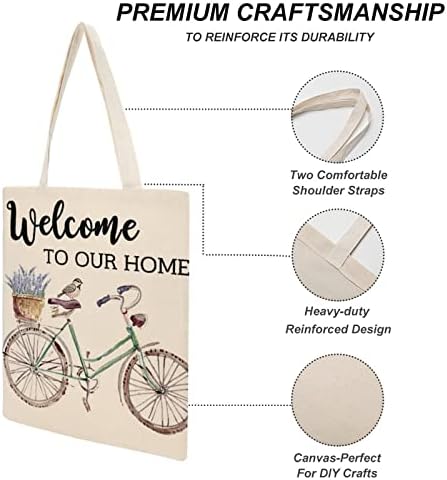 Wengbeauty Canvas Tote Tote Country Country Bicycle Truck Bird со свежо цвеќиња4 рамената торба за еднократно намирници за намирници