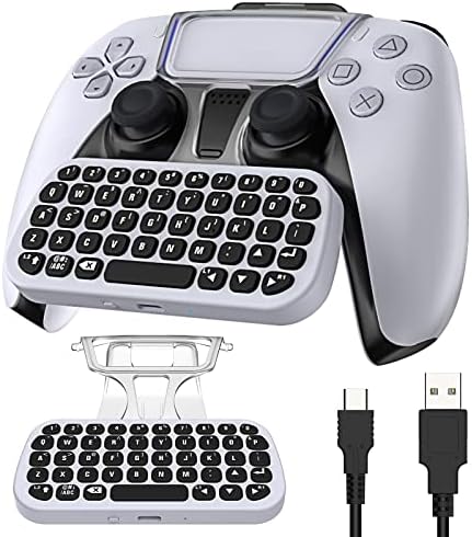 Безжична тастатура Meneea за контролер PS5 со цврст клип за завртки, Bluetooth тастатура за PlayStation 5 со USB-C кабел за полнење,