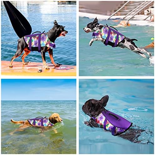Mklhgty Хавајски Стил Ripstop Куче Спасувачка Јакна, Рефлектирачки &засилувач; Прилагодливи Куче Пливање Елек Со Рачка, Куче Живот Елеци за