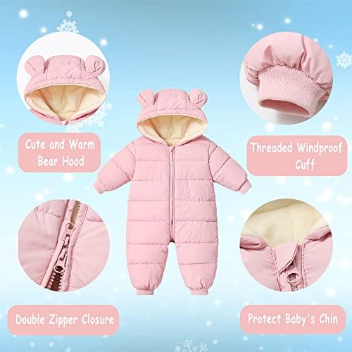Илибоз новороденче Сноуит Сноуит Симпатична бебешка мечка костум новороденче зимски палто топло џемпери со качулка за девојчиња за момчиња