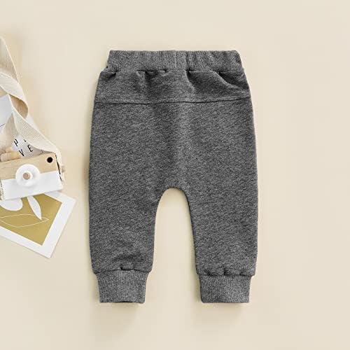 Бебе момче џогер панталони Обични влечење на половината Харем панталони памучни атлетски спортови џемпери со панталони со џебови