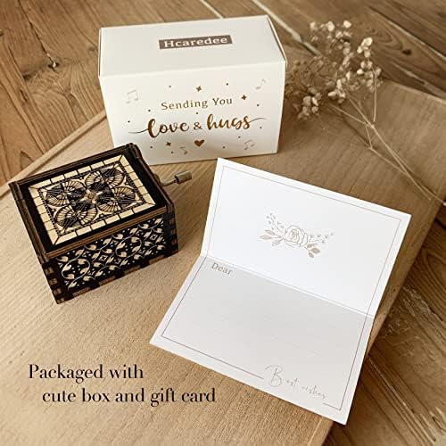 Музички кутии Hcaredee Подароци за баба ти си мојата сончева рака со рачно врежани дрвени музички кутии сончоглед подарок за