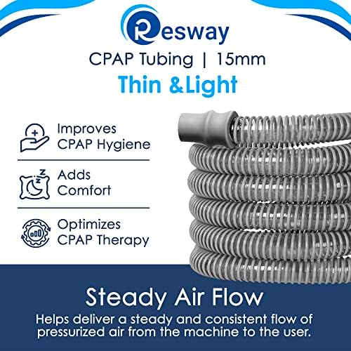 Цевка за цевки на Resway | Бел дијаметар од 15мм | Универзално црево CPAP компатибилно со повеќето машини и маски | Ергономска манжетна