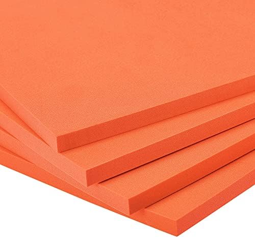 UXCELL портокалова ева листови од пена 10 x 10 инчи 10мм дебелина за занаети DIY проекти, 4 компјутери