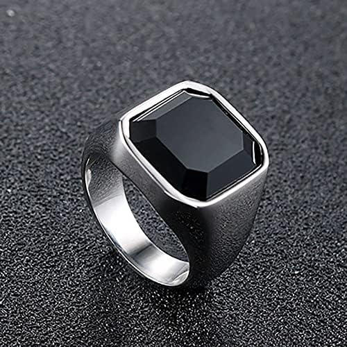 Womenените ветуваат прстени за мажи црни скапоцени камења за појавување на прстенот за машка челик од нерѓосувачки челик потпис за анксиозни