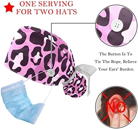 2 пакувања работни капачиња со џемпер за жени, симпатична розова шема за миленичиња шема шема на коњчиња од торбичка за торбички