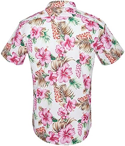 2023 година Нова кошула со топла плажа со кратки ракави за машки памук печатена хавајска кошула печатени цвеќиња случајни алоха хавајски