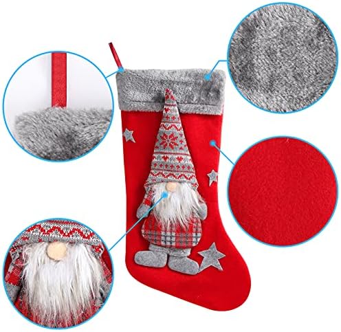 2022 Божиќни чорапи 2 пакувања, 18 инчи Божиќни гноми Санта Божиќ Чорапови Камиња виси чорапи Подароци за семејна Божиќна декорација Сезона за