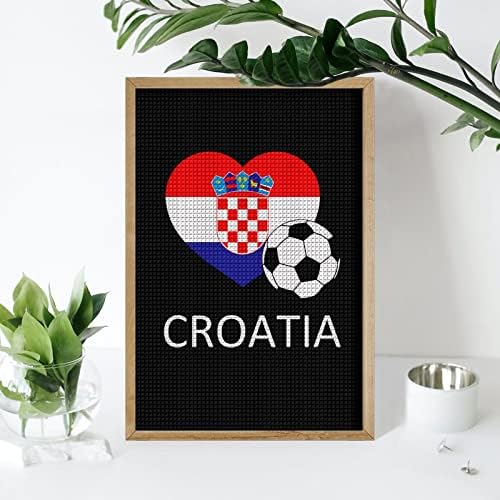 Loveубов Хрватска фудбалски фудбал декоративни комплети за сликање на дијаманти, смешни 5д DIY целосна вежба дијамантски точки слики дома
