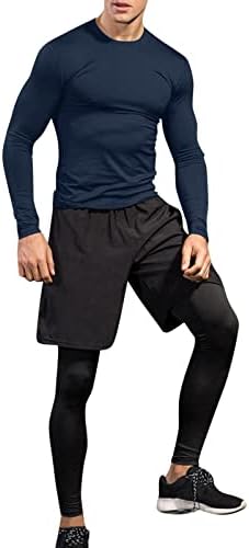 Сушење еластична долга долга костум o машки врат спортски ракав фитнес панталони обични брзи мажи костуми и класични костуми морнарица