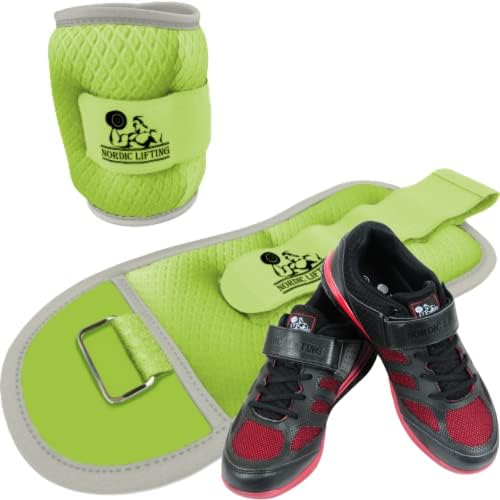 Тегови на зглобот на глуждот две 2 килограми - зелен пакет со чевли Венџа големина 9,5 - црна црвена боја