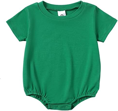 Собоо бебе меур ромпер новороденче девојче органски памук цврст екипаж со кратки ракави со кратки ракави со преголема маичка со една парчиња