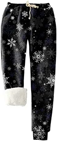 Хеланги за руно за жени Божиќни топло густи јога панталони Божиќно дрво графички беспрекорни термички тренинзи за тренингот