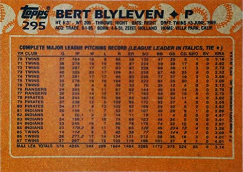 1988 Топпс 295 Берт Блилвен нане картичка