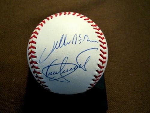 Kirby Puckett Willie McGee Twins Cards HOF потпишан Auto Oml Baseball JSA Beauty - Автограмирани бејзбол